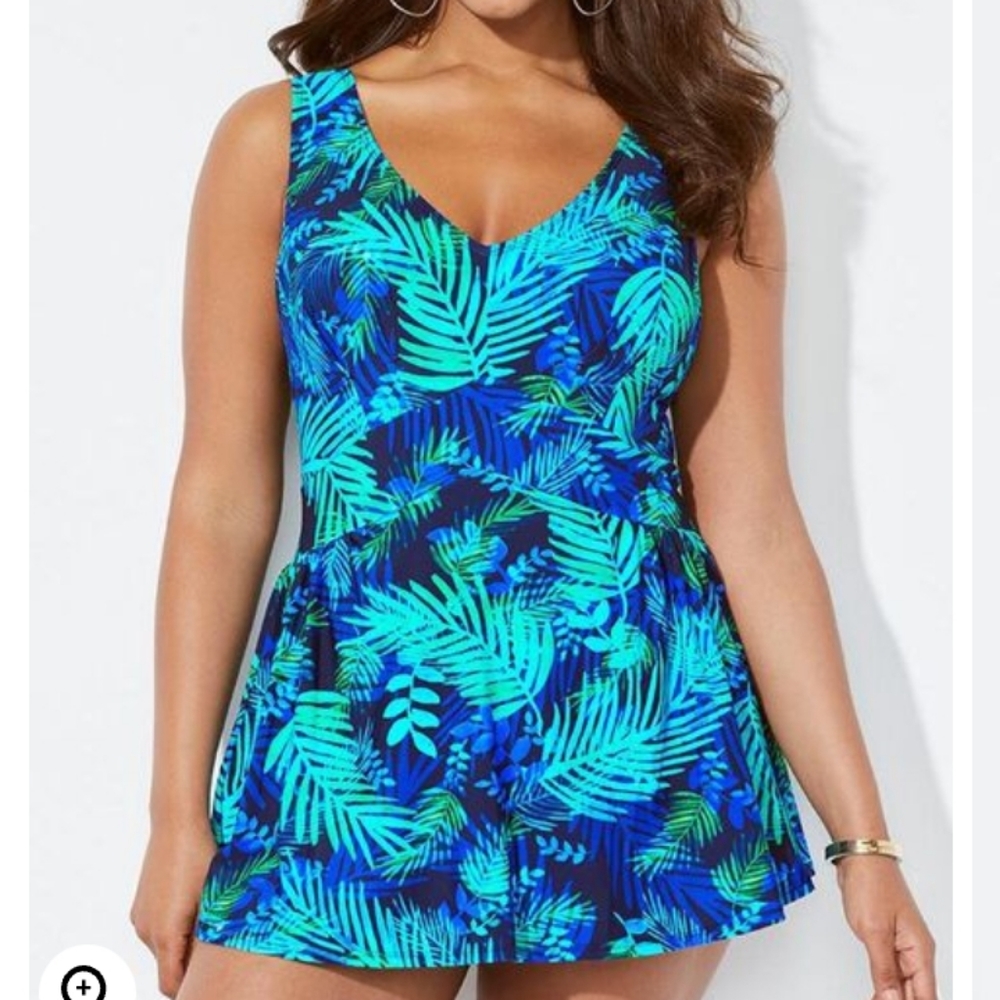 Womens Tropical 3X swim dress with built in bra NWOT